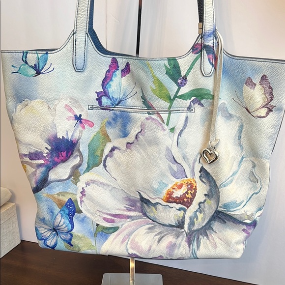 Brighton Blue and White Floral Butterfly Tote - Picture 3 of 13